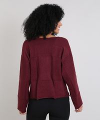 Blusa-Feminina-Ampla-em-Trico-Quadriculado-Vinho-9421138-Vinho_2