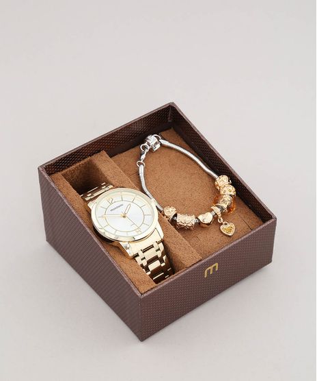 Kit-de-Relogio-Analogico-Mondaine-Feminino---Pulseira---99126LPMVDE1KB-Dourado-9553353-Dourado_1