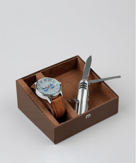 Kit-de-Relogio-Analogico-Mondaine-Masculino---Canivete---76693G0MVNH2K-Marrom-9579493-Marrom_1