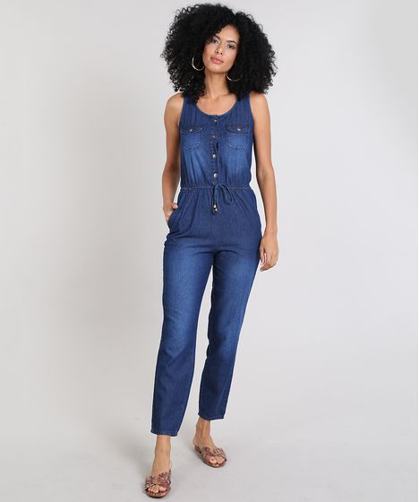 macacão feminino longo jeans