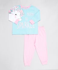 Pijama-Infantil-Unicornio--Born-to-Sparkle--Manga-Longa-Azul-9527872-Azul_1