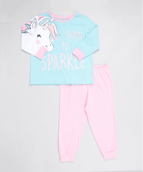Pijama-Infantil-Unicornio--Born-to-Sparkle--Manga-Longa-Azul-9527872-Azul_1