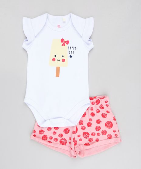 Conjunto-Infantil--Happy-Day--de-Body-Sem-Manga-Branca---Short-Estampado--Rosa-9547727-Rosa_1