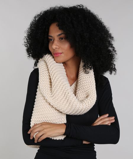 Cachecol-Feminino-em-Trico-Bege-Claro-9409309-Bege_Claro_1