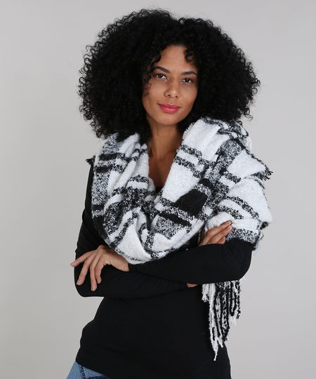 Cachecol-Feminino-em-Trico-Xadrez-Branco-9401557-Branco_1 Cachecol-Feminino-em-Trico-Xadrez-Branco-9401557-Branco_1