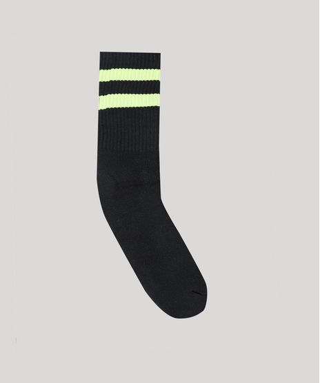 Meia-Masculina-Com-Listras-Cano-Longo-Preta-9590342-Preto_1