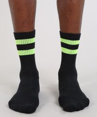 Meia-Masculina-Com-Listras-Cano-Longo-Preta-9590342-Preto_4