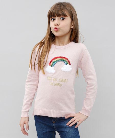 Sueter-Infantil-em-Trico-com-Paetes-Rosa-9434401-Rosa_1