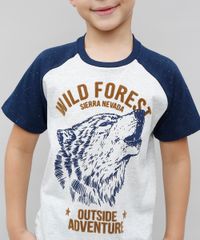Camiseta-Raglan-Infantil-Lobo--Wild-Forest--Manga-Curta-Gola-Careca-Cinza-Mescla-Claro-9527099-Cinza_Mescla_Claro_4