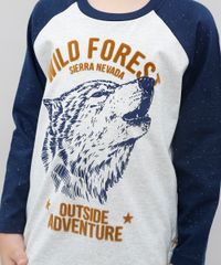 Camiseta-Raglan-Infantil-Lobo--Wild-Forest--Manga-Longa-Gola-Careca-Cinza-Mescla-Claro-9527100-Cinza_Mescla_Claro_4