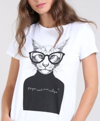 Blusa-Feminina-com-Estampada-de-Gato-Manga-Curta-Decote-Redondo-Off-White-9565187-Off_White_4