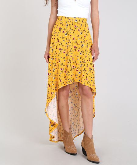 Saia-Feminina-Mullet-Estampada-Floral-Amarela-9568608-Amarelo_1