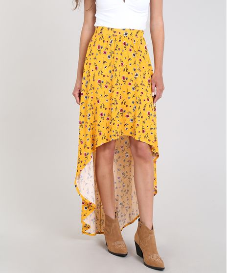 Saia-Feminina-Mullet-Estampada-Floral-Amarela-9568608-Amarelo_1