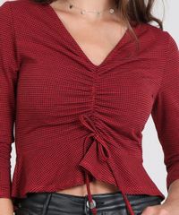 Blusa-Feminina-Cropped-Estampada-Xadrez-com-Amarracao-Manga-7-8-Vermelho-9560841-Vermelho_4