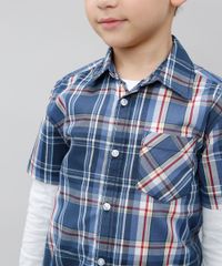 Camisa-Infantil-Estampada-Xadrez-com-Bolso-Manga-Curta-Azul-9387515-Azul_4