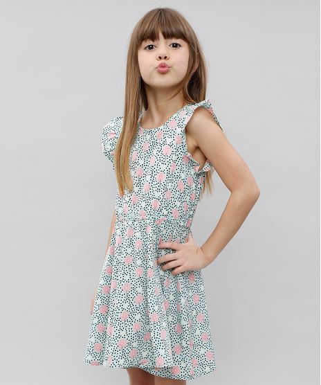 Vestido-Infantil-Estampado-Floral-Manga-Curta-Verde-9372891-Verde_1