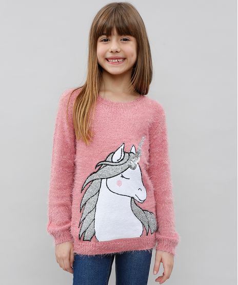 Sueter-Infantil-Unicornio-em-Trico-Felpudo-Rosa-Escuro-9434399-Rosa_Escuro_1