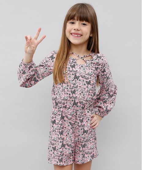 Macaquinho-Infantil-Estampado-Floral-Manga-Longa-Coral-9371293-Coral_1