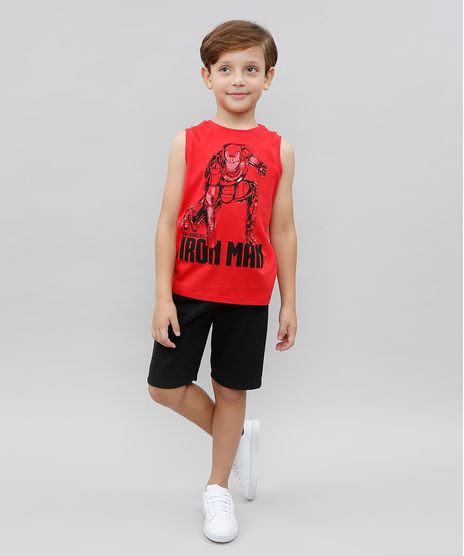 Conjunto-Infantil-Homem-de-Ferro-de-Regata-Vermelha---Bermuda-Preta-9526396-Preto_1