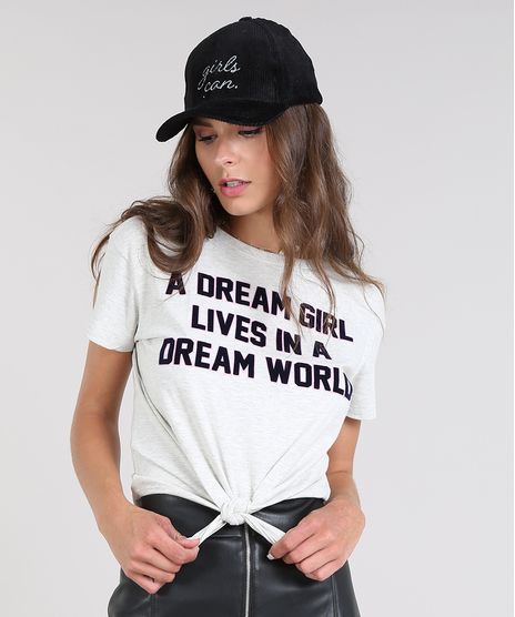 Blusa-Feminina-com-Estampa-Flocada-e-Fenda-Manga-Curta-Decote-Redondo-Cinza-Mescla-Claro-9554621-Cinza_Mescla_Claro_1