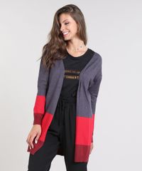 Cardigan-Feminina-Longa-em-Trico-Com-Listras-Cinza-Mescla-9349828-Cinza_Mescla_1