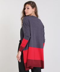Cardigan-Feminina-Longa-em-Trico-Com-Listras-Cinza-Mescla-9349828-Cinza_Mescla_2