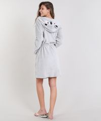Roupao-Feminino-em-Fleece-Estampado-de-Coala-com-Capuz-Manga-Longa-Cinza-9370784-Cinza_2