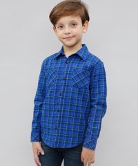 Camisa-Infantil-Estampada-Xadrez-com-Bolso-Manga-Longa-Azul-9387633-Azul_1