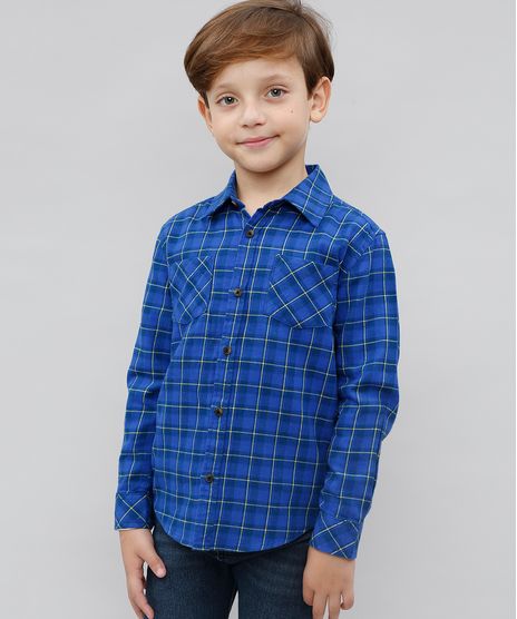 Camisa-Infantil-Estampada-Xadrez-com-Bolso-Manga-Longa-Azul-9387633-Azul_1