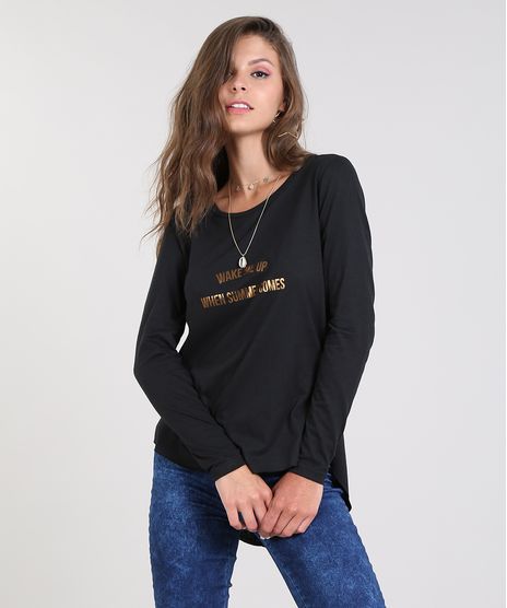 Blusa-Feminina--Wake-Me-Up------Manga-Longa-Decote-Redondo-Preta-9586149-Preto_1