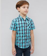 Camisa-Infantil-Estampada-Xadrez-com-Bolso-Manga-Curta-Verde-Agua-9387503-Verde_Agua_1