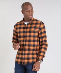 Camisa-Masculina-Comfort-Estampada-Xadrez-em-Flanela-Manga-Longa-Caramelo-9530839-Caramelo_1