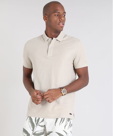 Polo-Masculina-em-Piquet-Manga-Curta-Kaki-9477947-Kaki_1