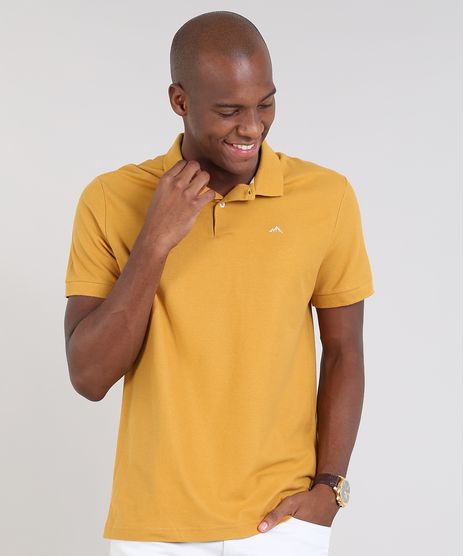 Polo-Masculina-Basica-em-Piquet-Manga-Curta-Mostarda-9533382-Mostarda_1