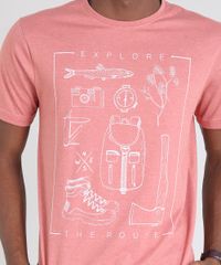 Camiseta-Masculina--Explore-the-Route--Manga-Curta-Gola-Careca-Coral-9529640-Coral_4