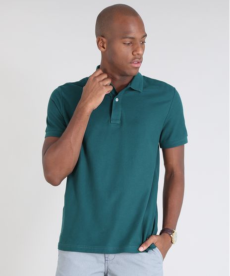 Polo-Masculina-em-Piquet-Manga-Curta-Verde-Escuro-9477947-Verde_Escuro_1