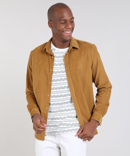 Camisa-Masculina-Comfort-em-Veludo-Cotele-Manga-Longa-Mostarda-9436444-Mostarda_1