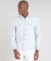 Camisa-Masculina-Comfort-com-Bolsos-Cinza-Mescla-Claro-9466515-Cinza_Mescla_Claro_1