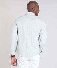 Camisa-Masculina-Comfort-com-Bolsos-Cinza-Mescla-Claro-9466515-Cinza_Mescla_Claro_2