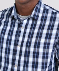 Camisa-Masculina-Slim-Estampada-Xadrez-Manga-Curta-Azul-Marinho-9436453-Azul_Marinho_4