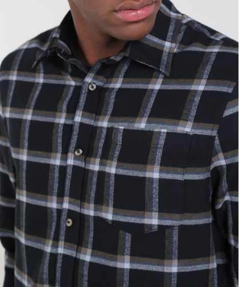 camisa flanela preta