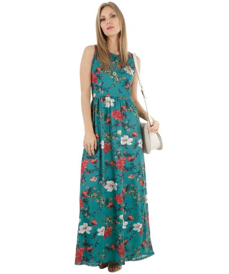 vestido floral verde