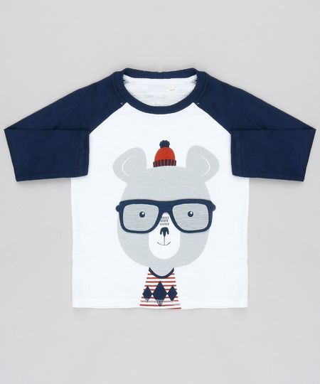 Camiseta-Infantil-Raglan-com-Estampa-Interativa-Urso-com-Oculos-Manga-longa-Gola-Careca--Off-White-9140352-Off_White_1