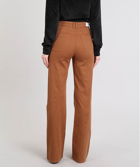 calça marrom feminina cintura alta