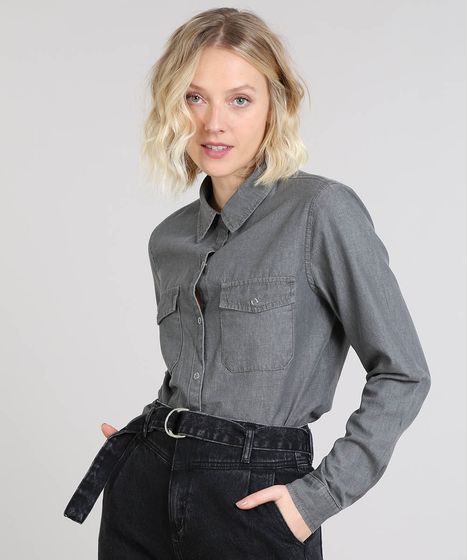 camisa jeans feminina pompeia