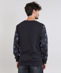 Blusao-Masculino-com-Estampa-Floral-em-Moletom-Gola-Careca-Preto-9486883-Preto_2