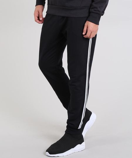 Calca-Masculina-em-Moletom-com-Faixa-Lateral-Preta-9573338-Preto_1