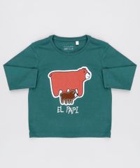 Camiseta-Infantil-Ursinhos--El-Papi--Manga-Longa-Gola-Redonda-Verde-Militar-9530778-Verde_Militar_1