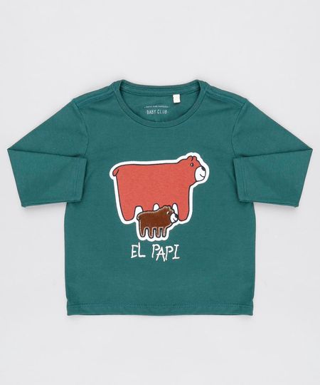 Camiseta-Infantil-Ursinhos--El-Papi--Manga-Longa-Gola-Redonda-Verde-Militar-9530778-Verde_Militar_1
