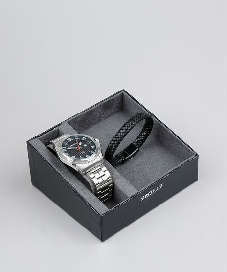 Kit-de-Relogio-Analogico-Seculus-Masculino---Pulseira---23624G0SVNA1K-Prateado-9579394-Prateado_1